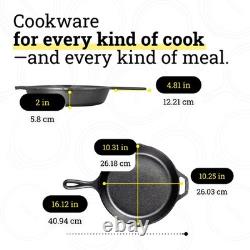5-Piece Pre-Seasoned Cast Iron Cookware Set Skillets, Griddle & Dutch Oven N