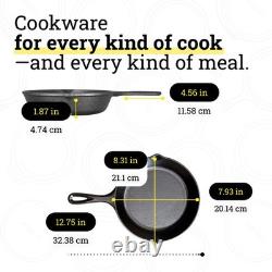 5-Piece Pre-Seasoned Cast Iron Cookware Set Skillets, Griddle & Dutch Oven N