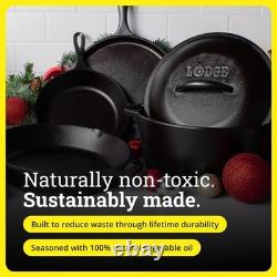 5-Piece Pre-Seasoned Cast Iron Cookware Set Skillets, Griddle & Dutch Oven N