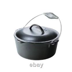 5-Quart Seasoned Cast Iron Dutch Oven with Lid and Spiral Wire Handle