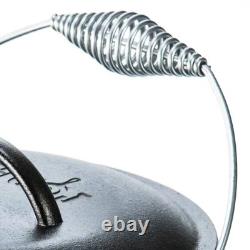 5-Quart Seasoned Cast Iron Dutch Oven with Lid and Spiral Wire Handle