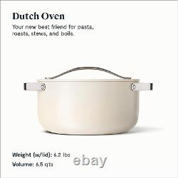 6.5 Qt Nonstick Ceramic Dutch Oven Pot Lid Oven Safe Stovetop Compatible Cream