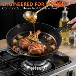 6 Piece Pre-Seasoned Cast Iron Cookware Set Incl. 5QT Dutch Oven with Lid, 8'