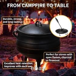 6 Qt Cast Iron Potjie Cauldron 3-Legged Dutch Oven with Lid & Lifter Pre-Sea