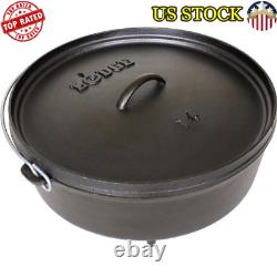 6 Qt Pre Seasoned Cast Iron Dutch Oven With Lid Campfire Cooking Utility Durable