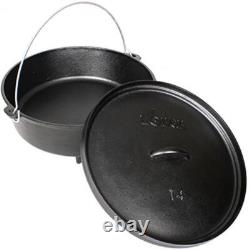 6 Qt Pre Seasoned Cast Iron Dutch Oven With Lid Campfire Cooking Utility Durable