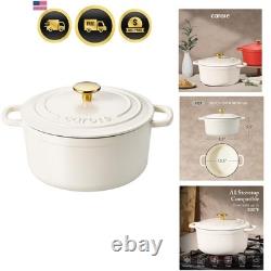 7QT Enameled Cast Iron Dutch Oven Pot with Lid, Heavy-Duty Dutch Ovens for So