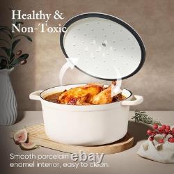 7QT Enameled Cast Iron Dutch Oven Pot with Lid, Heavy-Duty Dutch Ovens for So