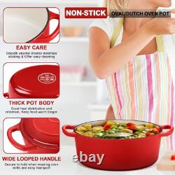 7QT Oval Dutch Oven Pot with Lid, Enameled Cast Iron Dutch Oven with Dual Handle