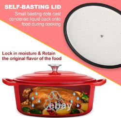 7QT Oval Dutch Oven Pot with Lid, Enameled Cast Iron Dutch Oven with Dual Handle