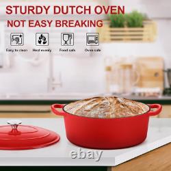 7QT Oval Dutch Oven Pot with Lid, Enameled Cast Iron Dutch Oven with Dual Handle