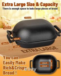 7.4QT Pre-Seasoned Cast Iron Cloche Loaf Dutch Oven Bread Pan with Lid
