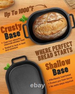 7.4QT Pre-Seasoned Cast Iron Cloche Loaf Dutch Oven Bread Pan with Lid