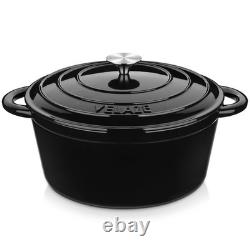 7.5QT-Round Enameled Cast Iron Dutch Oven Pot with Lid Velaze Dual Handles Bread