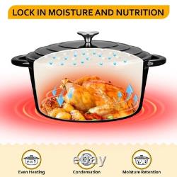 7.5QT-Round Enameled Cast Iron Dutch Oven Pot with Lid Velaze Dual Handles Bread