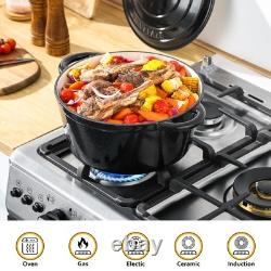 7.5QT-Round Enameled Cast Iron Dutch Oven Pot with Lid Velaze Dual Handles Bread
