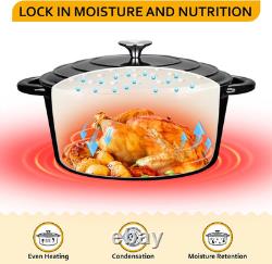 7.5 QT Enameled Cast Iron Dutch Oven Pot with Lid, Black