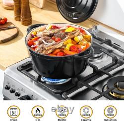 7.5 QT Enameled Cast Iron Dutch Oven Pot with Lid, Black