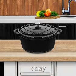 7.5 QT Enameled Cast Iron Dutch Oven Pot with Lid, Black