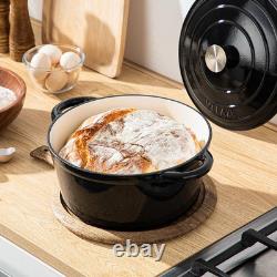 7.5 QT Enameled Cast Iron Dutch Oven Pot with Lid, Black