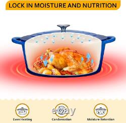 7.5 QT Enameled Oval Dutch Oven Pot with Lid, Cast Iron Dutch Oven with Dual Han