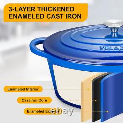 7.5 QT Enameled Oval Dutch Oven Pot with Lid, Cast Iron Dutch Oven with Dual Han