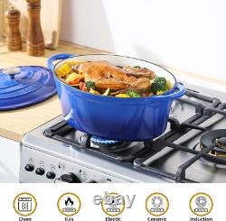 7.5 QT Enameled Oval Dutch Oven Pot with Lid, Cast Iron Dutch Oven with Dual Han