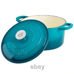 7 Qt. Round Enameled Cast Iron Dutch Oven in Teal with Lid