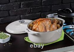 7 Quart Enameled Cast Iron Oval Dutch Oven with Lid Dual Handles Oven Safe u