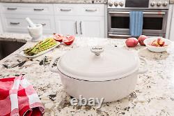 7 Quart Enameled Cast Iron Oval Dutch Oven with Lid Dual Handles Oven Safe u