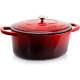 7-quart Oval Enameled Cast Iron Dutch Oven, Sunset Orange, With Lid