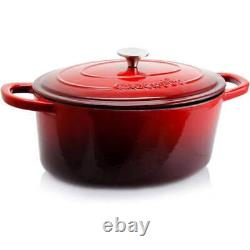 7-Quart Oval Enameled Cast Iron Dutch Oven, Sunset Orange, with Lid
