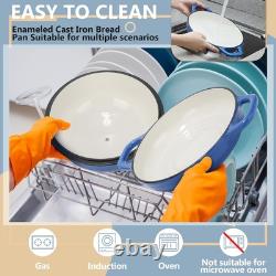 8 Pcs Enameled Bread Dutch Oven with Lid for Sourdough Baking 5 Quart, Blue