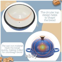 8 Pcs Enameled Bread Dutch Oven with Lid for Sourdough Baking 5 Quart, Blue
