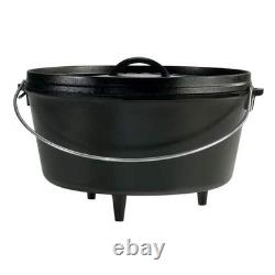 8-Quart Deep Seasoned Cast Iron Dutch Oven with Lid and Metal Handle