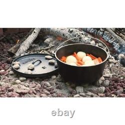 8-Quart Deep Seasoned Cast Iron Dutch Oven with Lid and Metal Handle