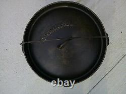 American Camper Large Cast Iron Dutch Oven 14 Diameter x 5.5 Deep 3 Footed Lid