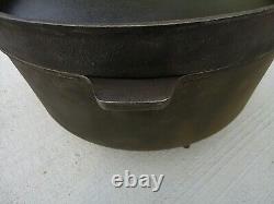 American Camper Large Cast Iron Dutch Oven 14 Diameter x 5.5 Deep 3 Footed Lid