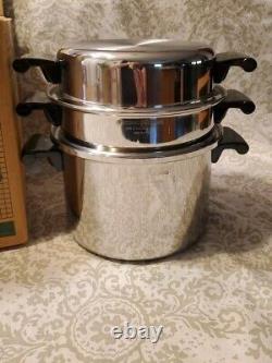 Amway Queen 18/8 Stainless 4-qt Stock Pot/Dutch Oven, Steamer & Lid NIB USA made