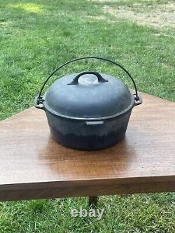 Antique Cast Iron Cookware Chicago Hardware Foundry Hammered Dutch Oven/Lid 8 Qt