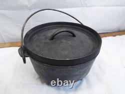 Antique Cast Iron Flat Top Deep Dish Lid No. 8 Dutch Oven 8-1/4 3-Legged
