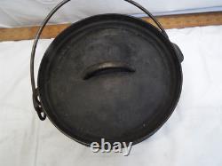 Antique Cast Iron Flat Top Deep Dish Lid No. 8 Dutch Oven 8-1/4 3-Legged