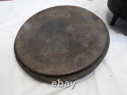 Antique Cast Iron Flat Top Deep Dish Lid No. 8 Dutch Oven 8-1/4 3-Legged