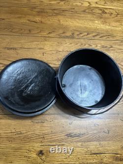 Antique Cast Iron Pot Gate Mark 3 Footed (cut Off) Camp Dutch Oven With Lid 10
