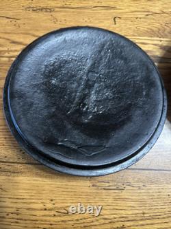 Antique Cast Iron Pot Gate Mark 3 Footed (cut Off) Camp Dutch Oven With Lid 10