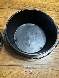 Antique Cast Iron Pot Gate Mark 3 Footed (cut Off) Camp Dutch Oven With Lid 10