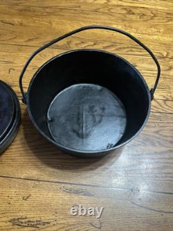 Antique Cast Iron Pot Gate Mark 3 Footed (cut Off) Camp Dutch Oven With Lid 10