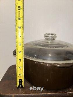 Antique Clean Wagner Ware Sidney O Dutch Oven 1268 D with Pyrex Glass Lid C-8