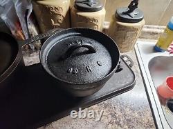 Antique Dutch Oven Cast Iron With Lid 10 IN Gate Mark Pot 3 Legged Footed 1800's