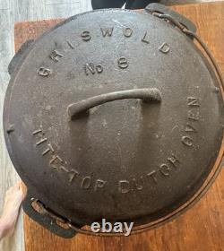 Antique Griswold Cast Iron No. 8 Tite-Top Dutch Oven with Lid, PA USA